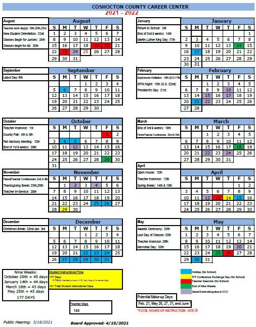 School Calendar Quick Links